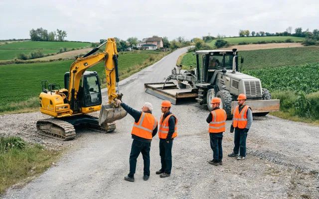 Road-build mentorship crew with compact equipment