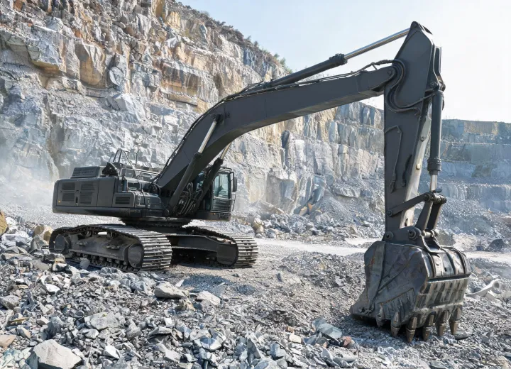 60-ton class crawler excavator at quarry face